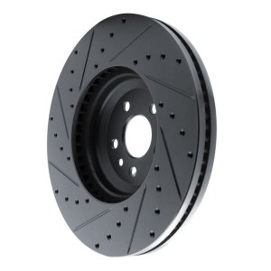 Jaguar E-Pace Brake Rotor (1) - Front Right - R1 Concepts - Drilled & Slotted - Black - `20-`25